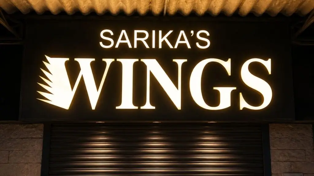 Backlit LED sign board for Sarika's Wings restaurant in Mumbai